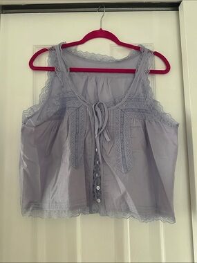 Lace-Trim Lavender Camisole with Front Tie